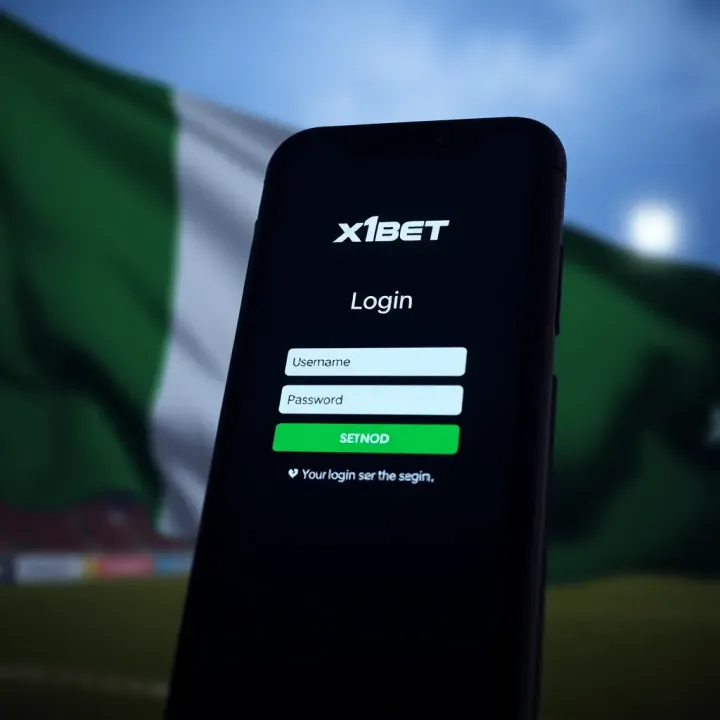 Secure Login Interface for Nigerian Users on 1xbet Platform Secure login screen showing username and password fields on a mobile device with Nigerian flag in the background