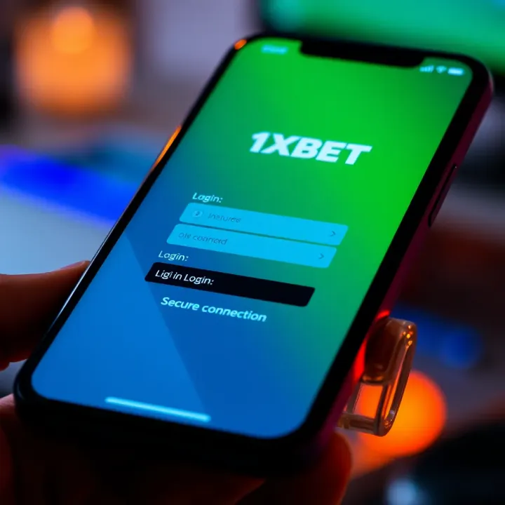 Mobile device displaying the 1xBet Nigeria login screen with secure connection indicators