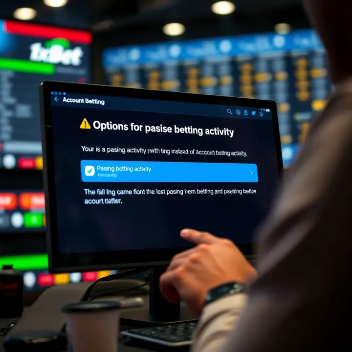 Confirmation screen showing options for pausing betting activity on 1xBet