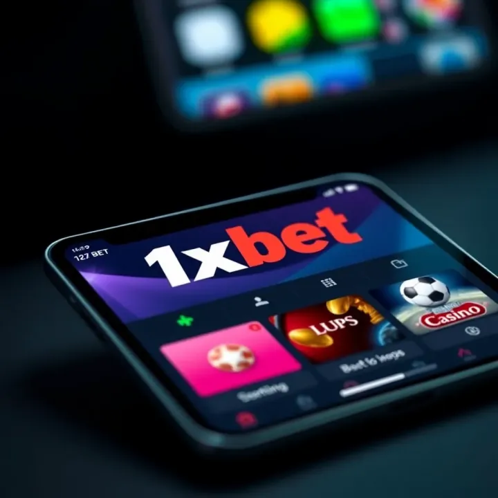 Screenshot of the 1xBet app interface on an iOS device showcasing the sportsbook and casino options