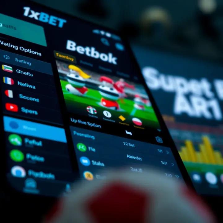 Screenshot of the 1xBet app interface showing betting options and live game updates