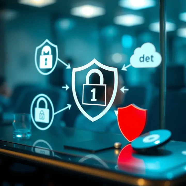 Illustration of secure data transfer and protection symbols