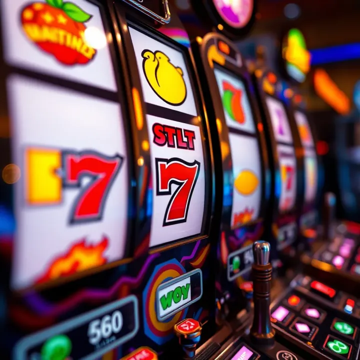 Slot machine reels with various symbols highlighting game mechanics and payout potential