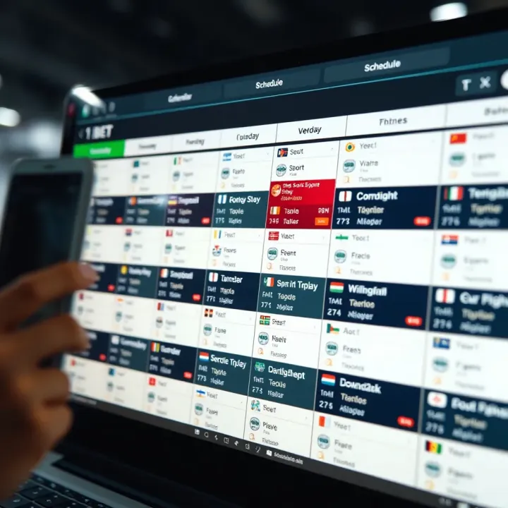 Calendar displaying upcoming sports events on a digital platform