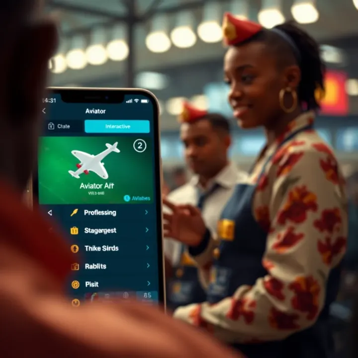 User interface of the Aviator app showcasing interactive features and navigation menus