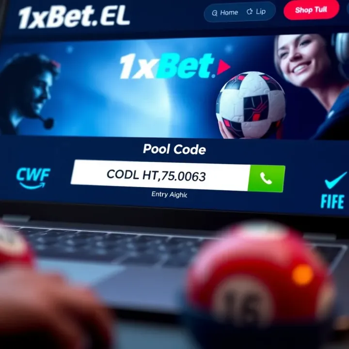 Visual representation of a digital betting platform highlighting a code entry for pool betting