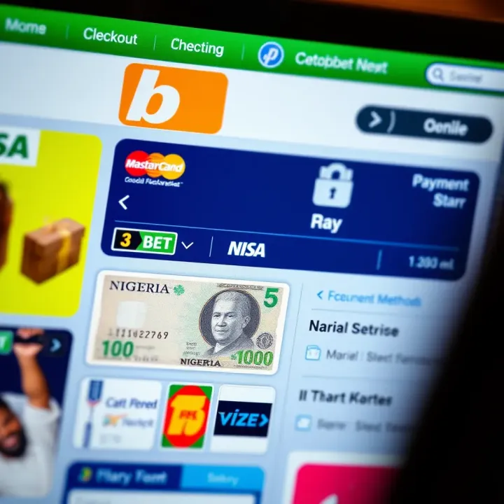 Online payment options displaying Nigerian Naira currency and secure checkout on a betting site