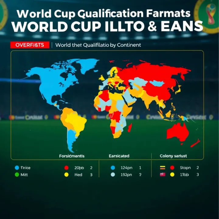 Graphic showing different continents with their World Cup qualification formats